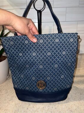 Tommy Hilfiger Navy Patterned Tote Bag